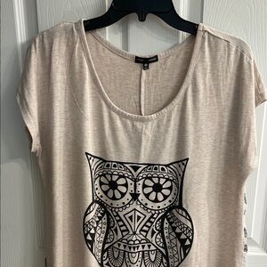 Elegant Beige Owl Graphic Tee